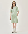 Marithé François Girbaud OUTLINE CLASSIC LOGO DYEING BERMUDA SWEAT SHORTS mint