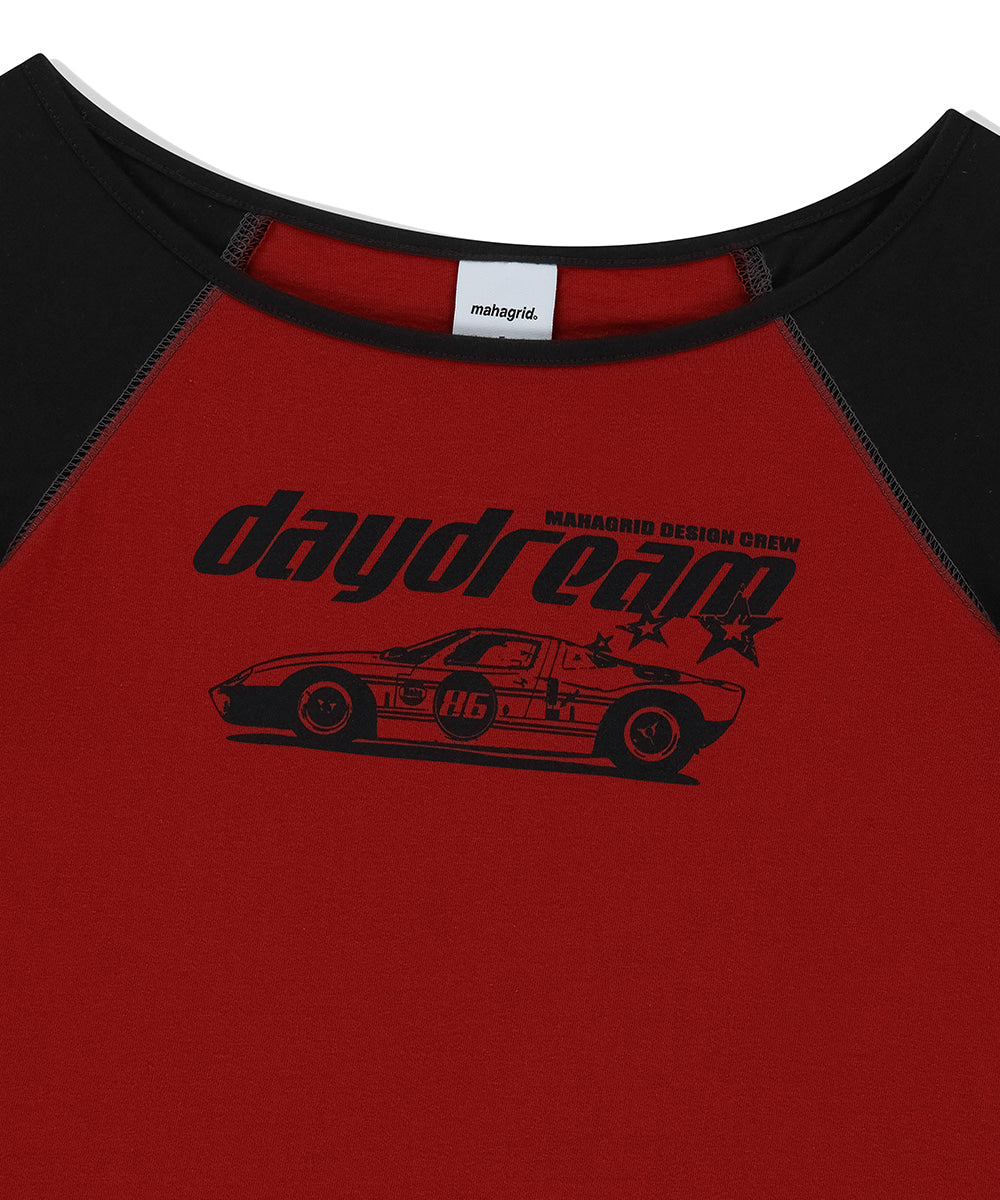 Mahagrid Off Shoulder Raglan Tee
