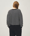 Marithé François Girbaud W STRIPE BOATNECK CROP SWEATSHIRT