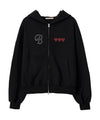 Bitter Cells Scatter Heart Hood Zip Up - Black