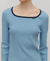 Marithé François Girbaud W Color Point Square Neck Knit Pullover Sky Blue