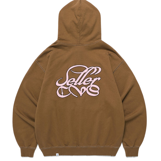Cavish Damaged Applique Zip Up Hoodie