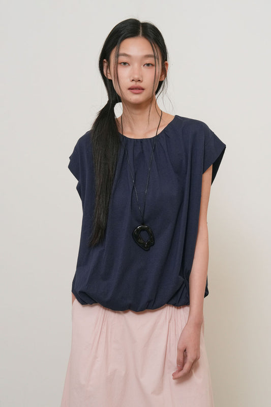 General Idea WOMAN Shirring Sleeveless T-Shirt Blouse