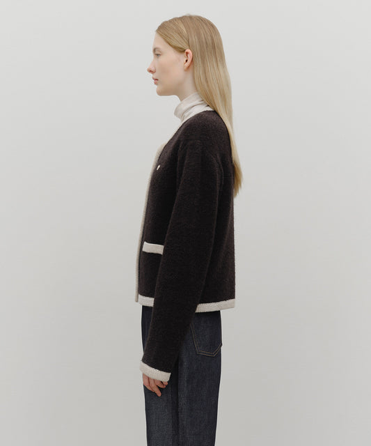 Marithé François Girbaud W Boucle Knit Round Neck Cardigan