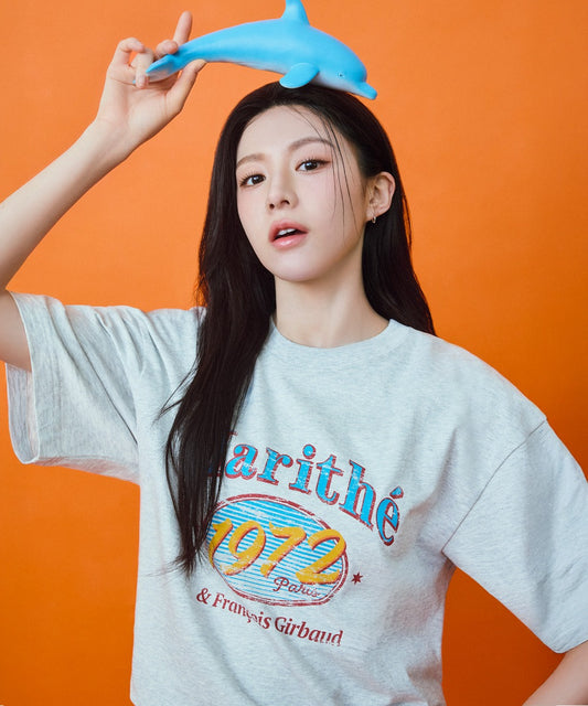 Marithé François Girbaud W Oversized Ellipse Graphic Tee Light Heather Gray
