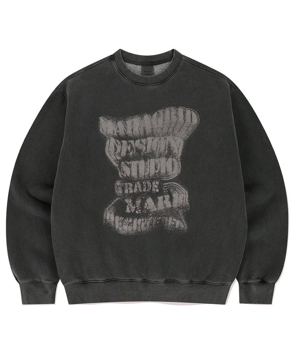 Mahagrid GRUNGE SLOGAN PIGMENT SWEATSHIRT [CHARCOAL]