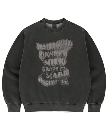 Mahagrid GRUNGE SLOGAN PIGMENT SWEATSHIRT [CHARCOAL]