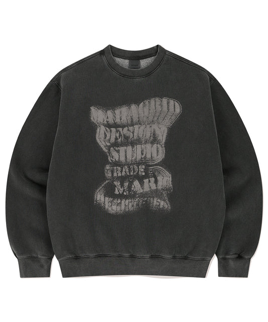 Mahagrid GRUNGE SLOGAN PIGMENT SWEATSHIRT [CHARCOAL]