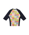 Nice Ghost Club Patchwork Quilted Printed 3/4 Sleeve Tee