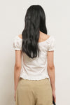 General Idea WOMAN Cap Sleeve Heart Neck Shirring Blouse