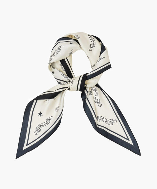 Marithé François Girbaud Logo Pattern Diamond Scarf Ivory