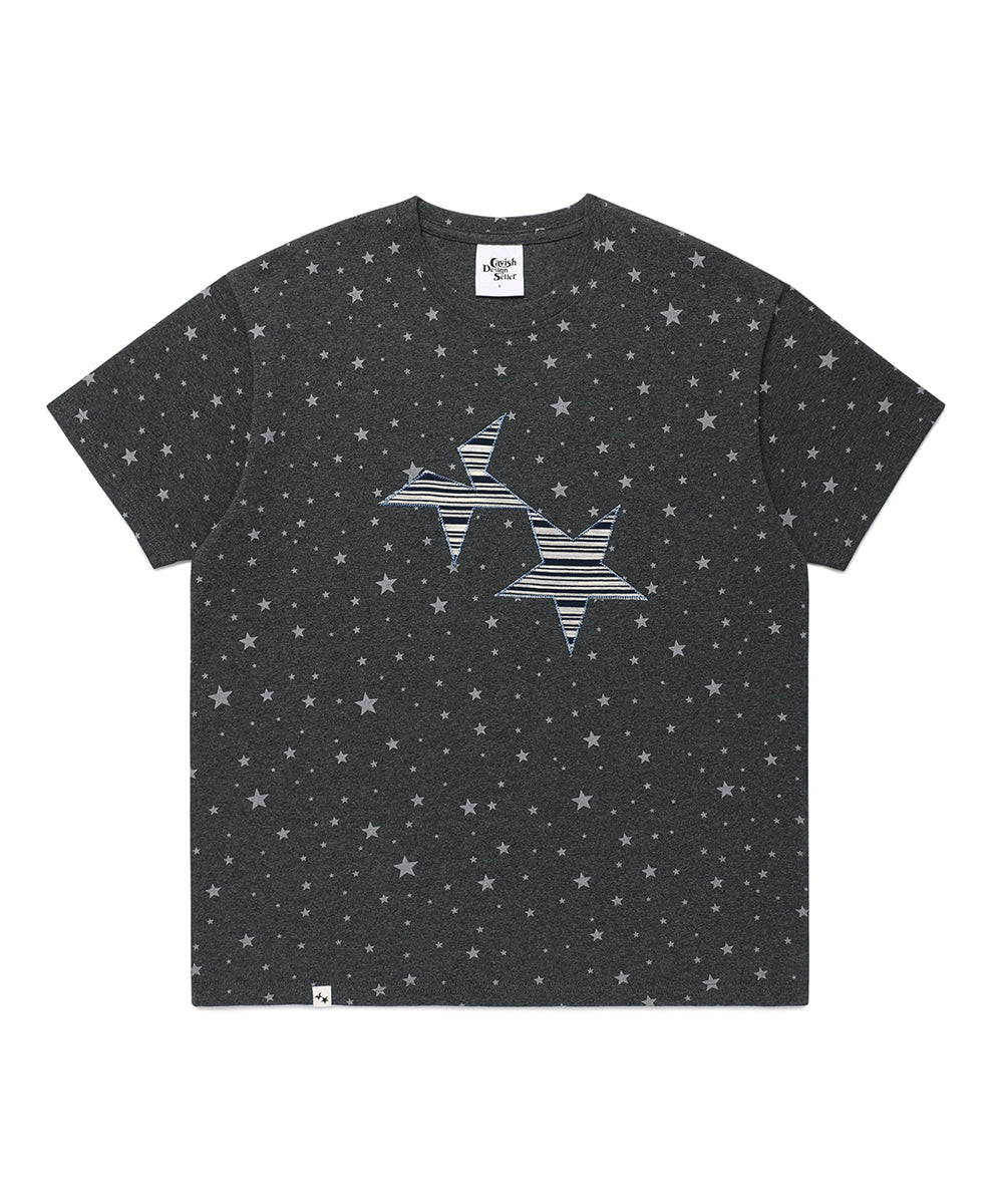 Cavish Twin Star Striped Applique Short Sleeve Tee