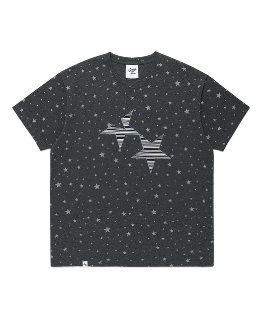 Cavish Twin Star Striped Applique Short Sleeve Tee