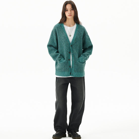 Mahagrid Mixed Hairy Knit Cardigan