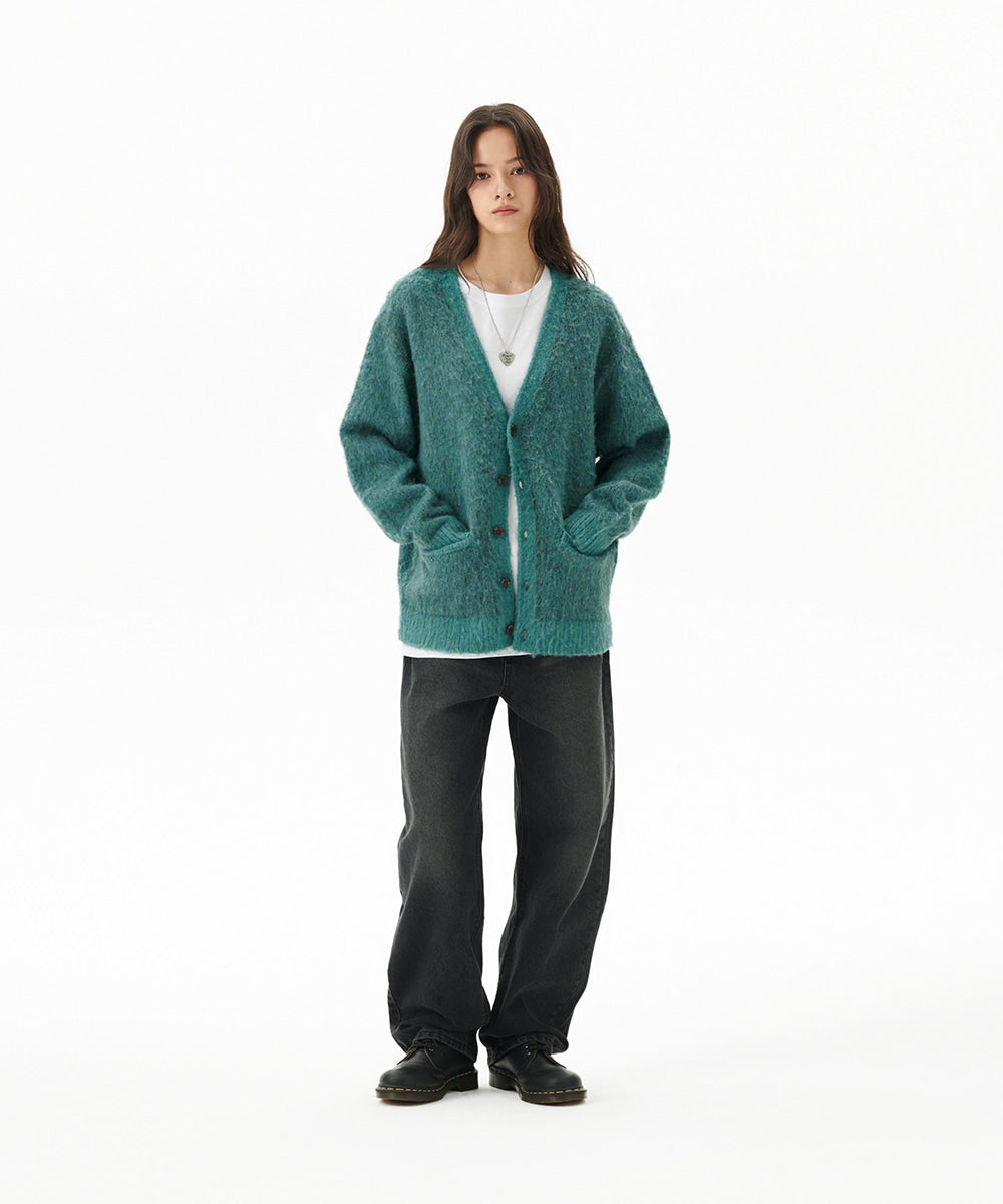 Mahagrid Mixed Hairy Knit Cardigan