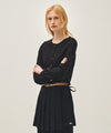 Marithé François Girbaud Women's Lace Shirring Crop Blouse Black