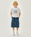 Marithé François Girbaud Kids One Tuck Cargo Denim Shorts Blue