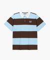 Marithé François Girbaud SMALL CLASSIC LOGO RUGBY STRIPE OVERSIZED COLLAR TEE sky blue