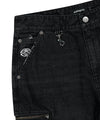 Mahagrid Washed Zip Cargo Denim Pant [Black]