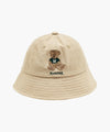 Marithé François Girbaud Enfant Bear Embroidery Round Bucket Hat in Beige