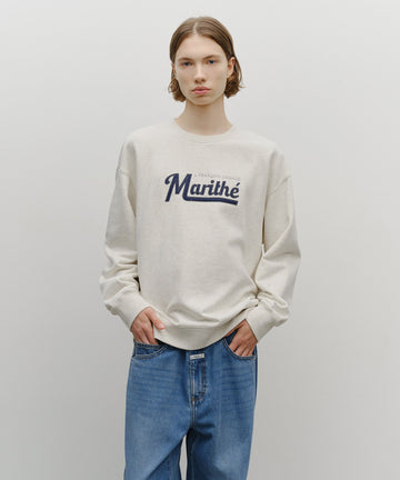 Marithé François Girbaud Applique Logo Oversized Sweatshirt (Brushed) Oatmeal