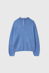 General Idea [XXL Exclusive] Unisex Color-Block Collar Henry Neck Knit [Light Blue]