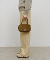 Marithé François Girbaud Classic Logo Square Suede Mini Tote Bag in Camel
