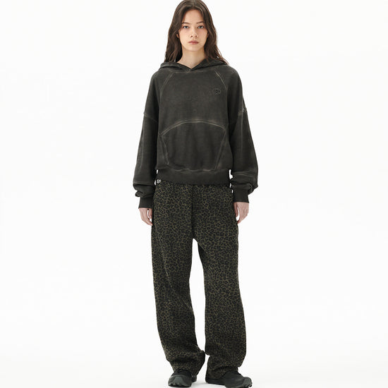 Mahagrid Dyed Curved Seam Crop Hoodie