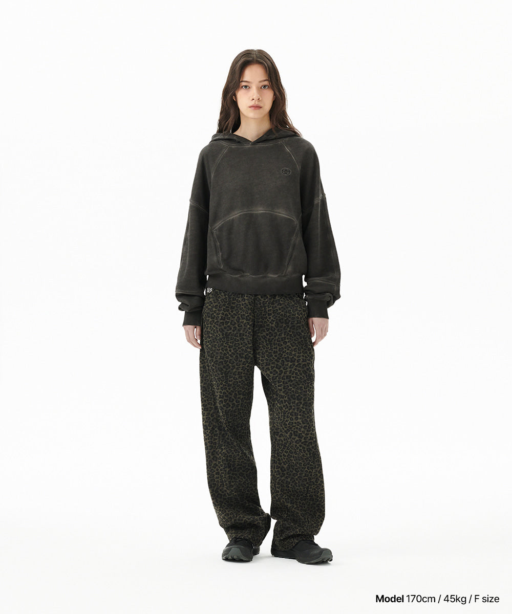 Mahagrid Dyed Curved Seam Crop Hoodie