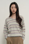 General Idea WOMAN Mix Stripe V-Neck Pullover
