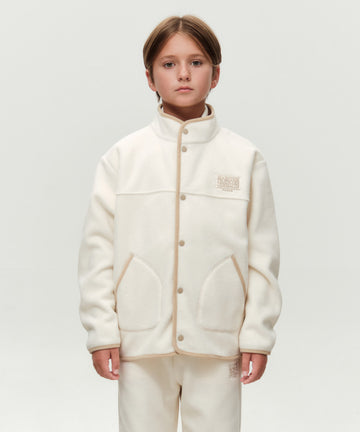 Marithé François Girbaud KIDS CLASSIC LOGO LIGHT WEIGHT FLEECE JACKET IVORY
