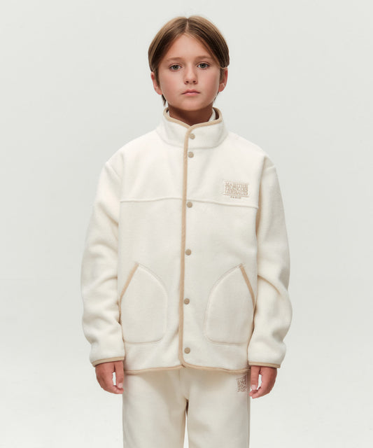 Marithé François Girbaud KIDS CLASSIC LOGO LIGHT WEIGHT FLEECE JACKET IVORY