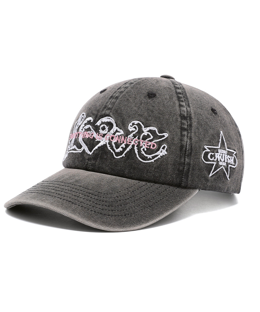 Cavish Washed Denim Embroidered Ball Cap