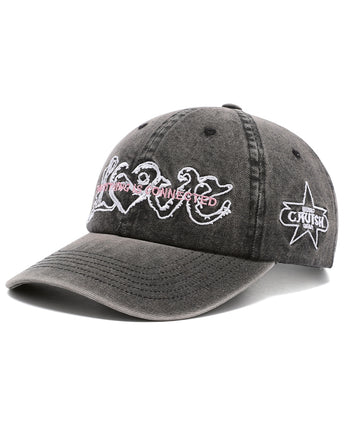 Cavish Washed Denim Embroidered Ball Cap