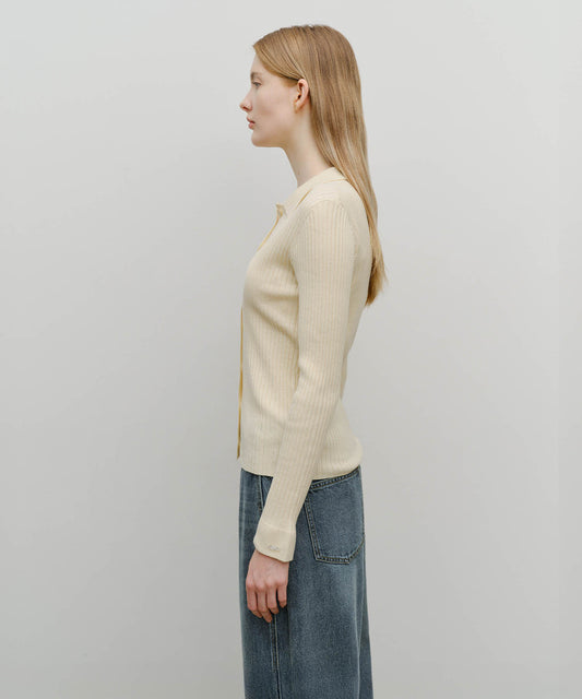 Marithé François Girbaud W Slim Fit Collar Cardigan Cream