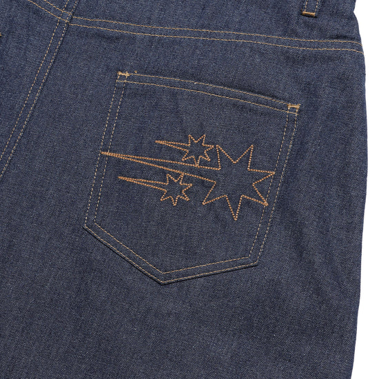 Nice Ghost Club Denim Pleats Panel Layered Skirt Pants