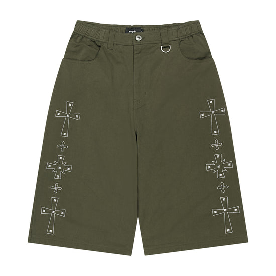 Mahagrid Cross Stud Twill Shorts