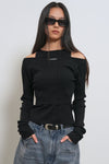 General Idea WOMAN Boatneck Cardigan Sleeveless Set [BLACK]