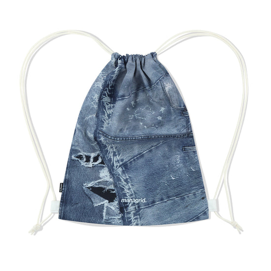 Mahagrid Denim Printed Gym Sack [Blue]