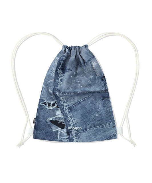 Mahagrid Denim Printed Gym Sack [Blue]