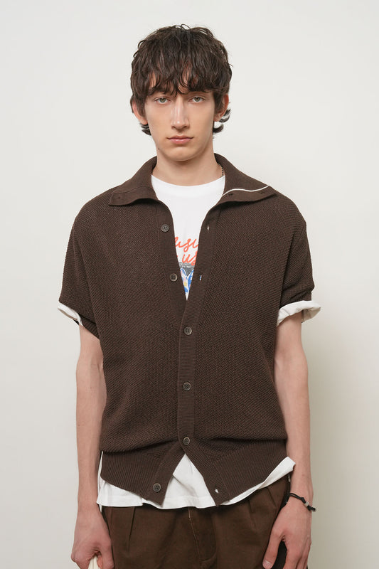 General Idea UNISEX Contrast Line Collar Cardigan