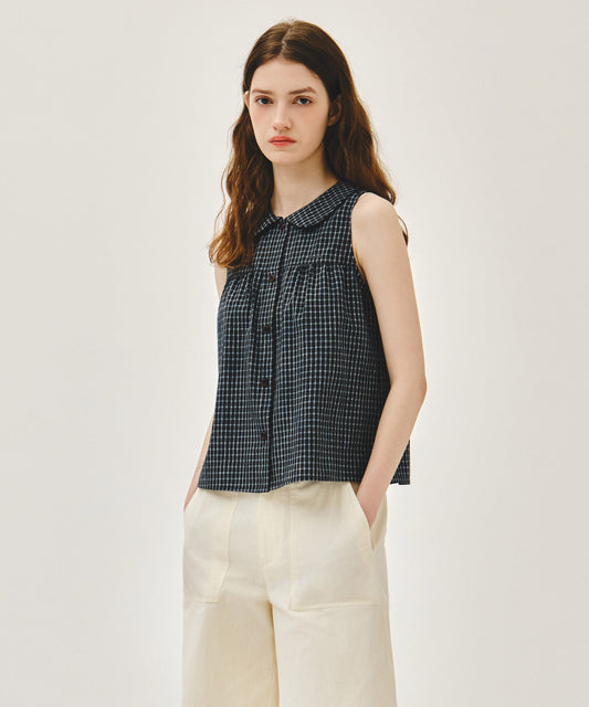 Marithé François Girbaud W ROUND COLLAR SLEEVELESS BLOUSE