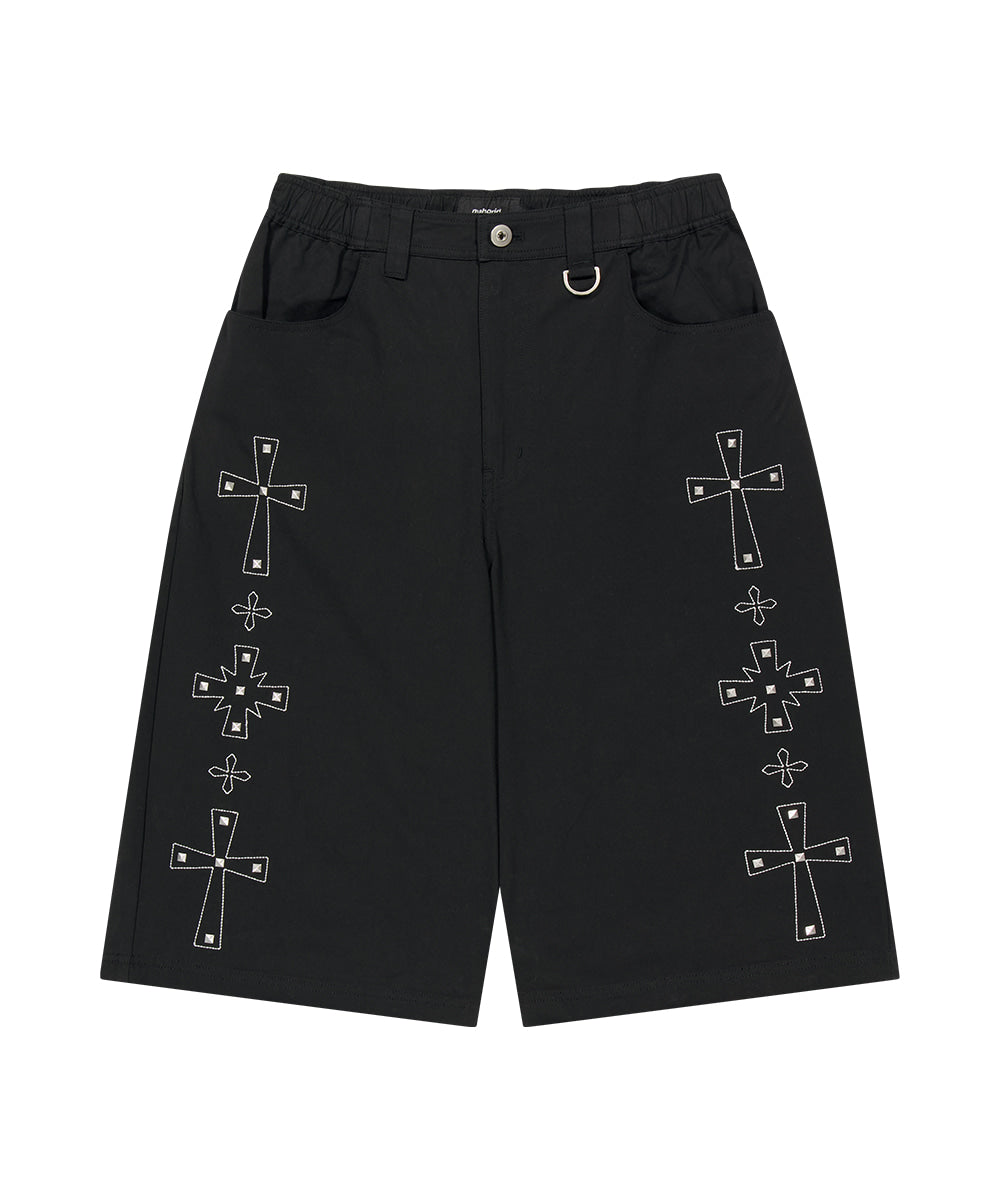 Mahagrid Cross Stud Twill Shorts