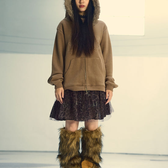 Nice Ghost Club Dark Fantasy Fur Hoodie Zip Up