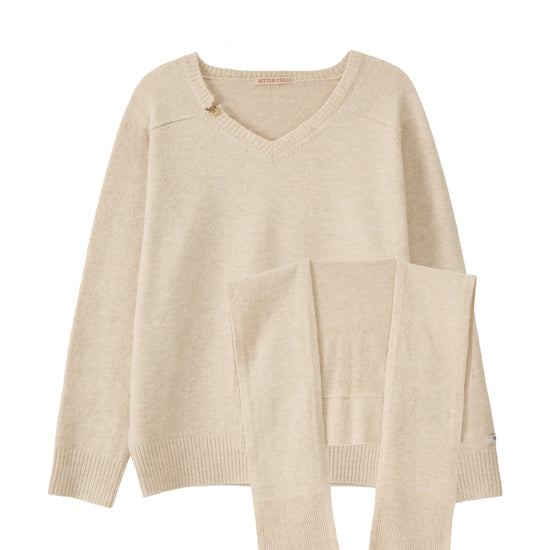 Bitter Cells [SET] Essential V Neck Knit & Shawl
