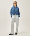 Marithé François Girbaud W BACK CLASSIC LOGO CROP HOODIE ZIPUP heather gray