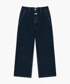 Marithé François Girbaud New M Low-Waist Tuck Wide Denim Pants Blue