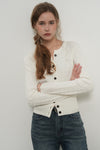 General Idea WOMAN GNRL Signature Superfine Wool Cable Cardigan [Light Grey]