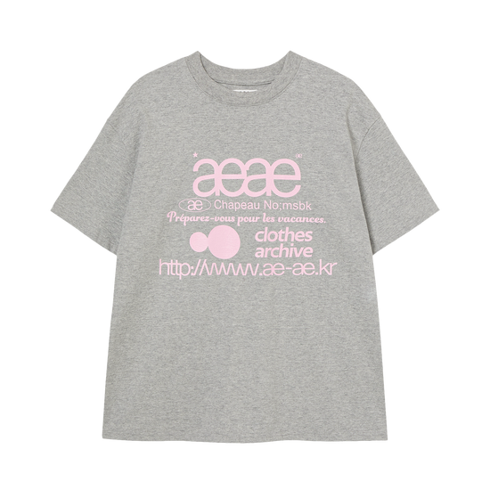 AEAE WEB LOGO T-SHIRT [GREY/PINK] - 6/11 Pre-Order Delivery