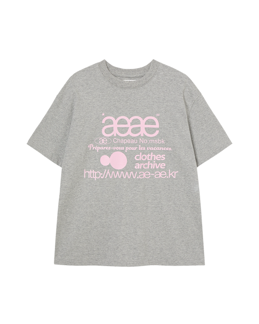 AEAE WEB LOGO T-SHIRT [GREY/PINK] - 6/11 Pre-Order Delivery